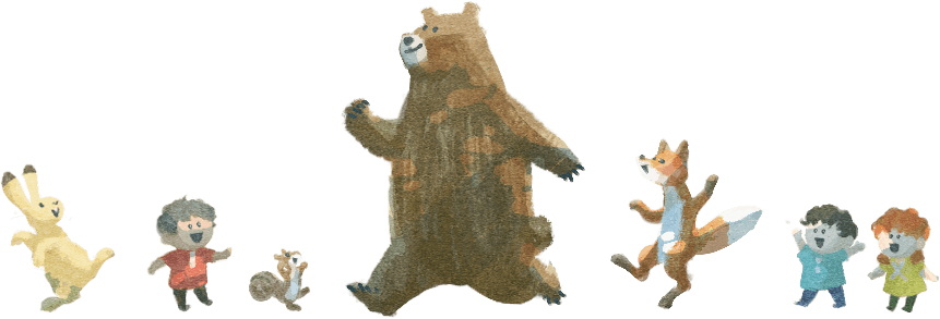 こどもたちや動物たち イラスト